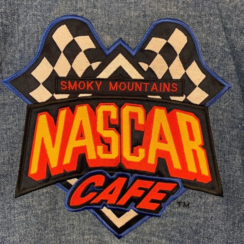 Vtg First Choice Nascar Cafe Smoky Mountains Embroidered Denim‎ Jacket Size XXL